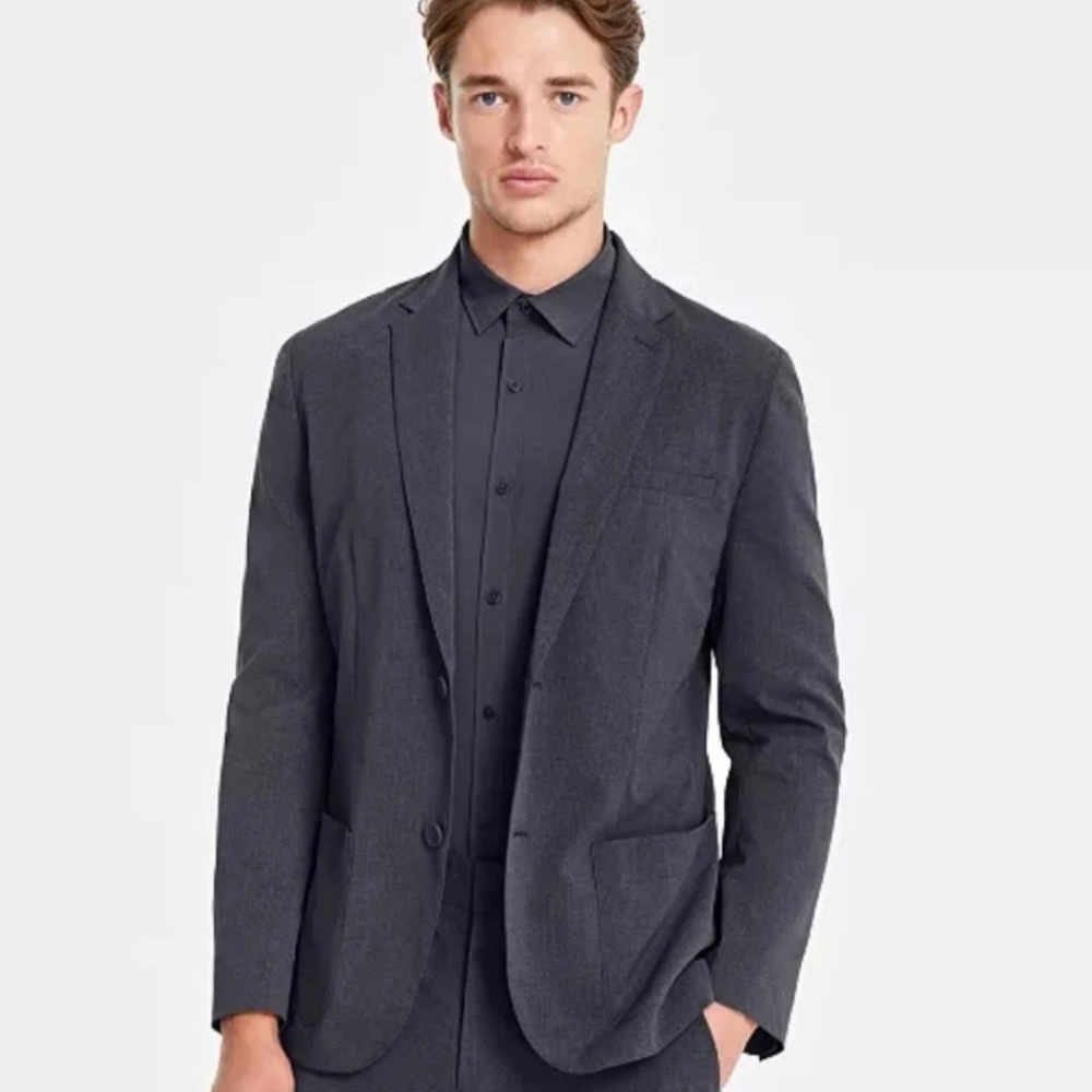 Alfani Men's Regular Fit Breathable Airflow Suit Jacket Ebony Grey XL Blazer